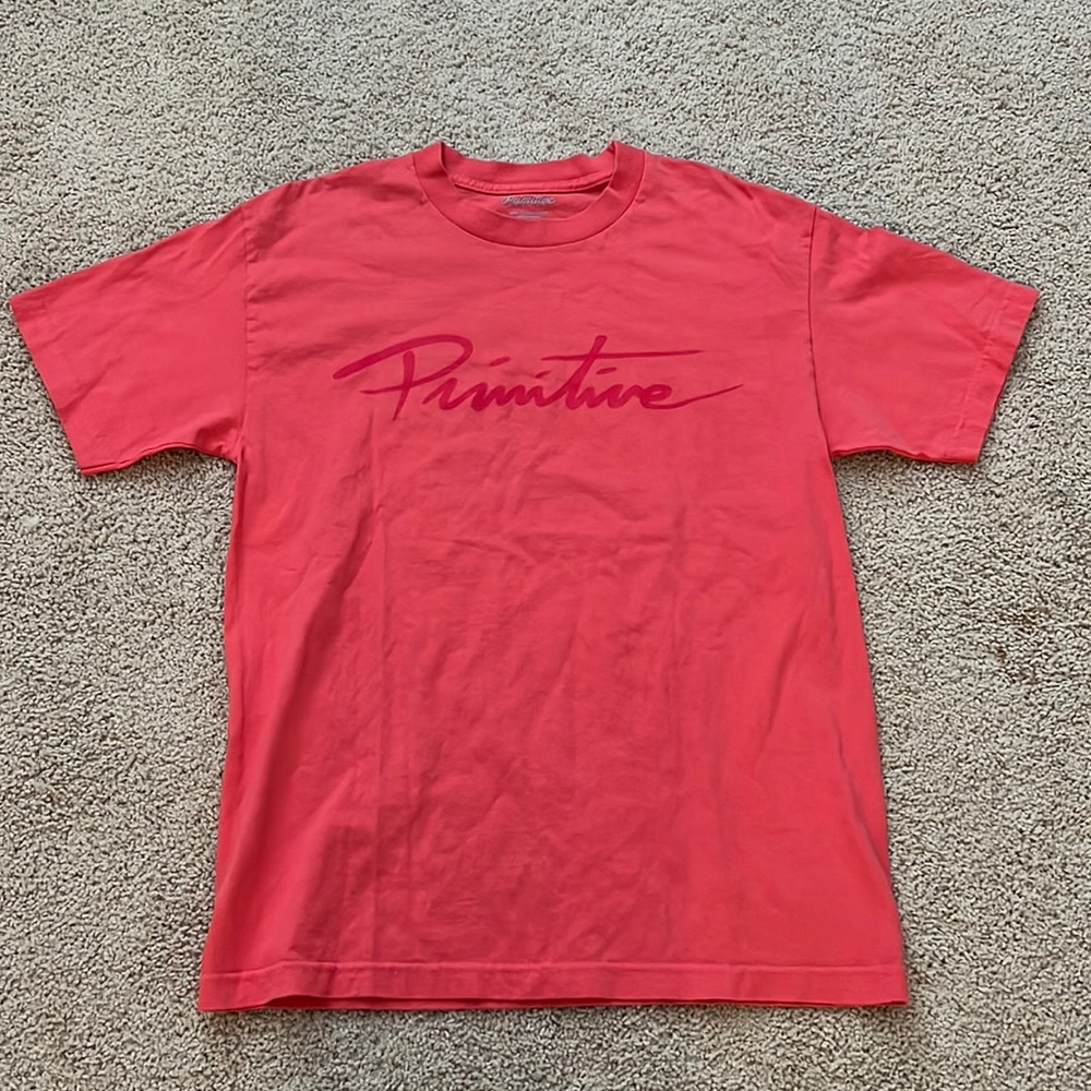 Primitive Skateboarding Tonal Logo Script Spell Out T Shirt Peach Size Medium